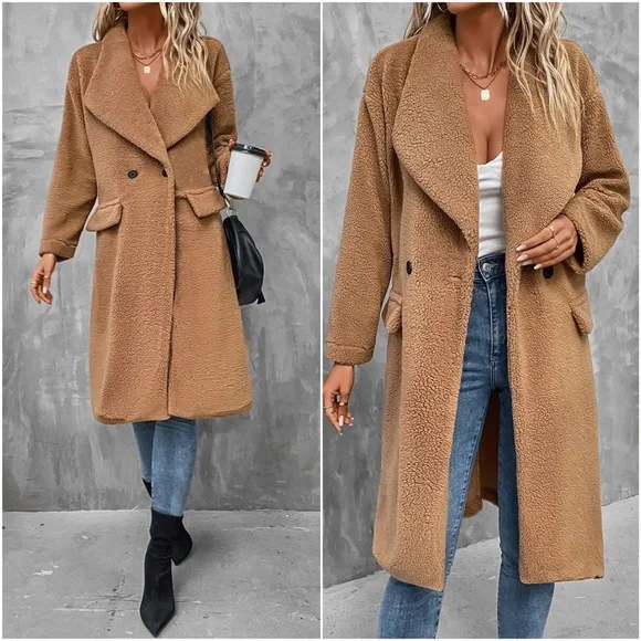 Cozy Wide Collar Teddy Oversized Jacket Coat - Picture 8 of 8